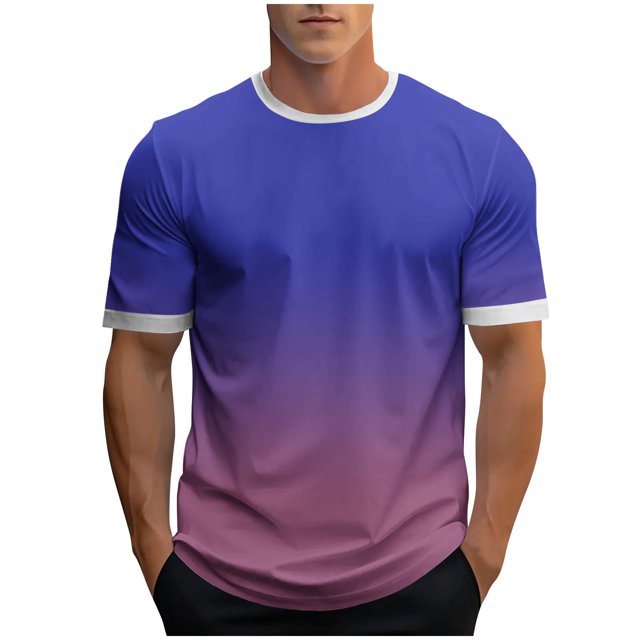 Chandails et T-Shirts Athlétiques pour Hommes T-Shirt Homme Mode Homme Couleur Dégradée T-Shirts Décontractés, Manches Courtes Col Rond Hauts Athlétiques Basiques Confortables Respirants Vêtements Quotidiens