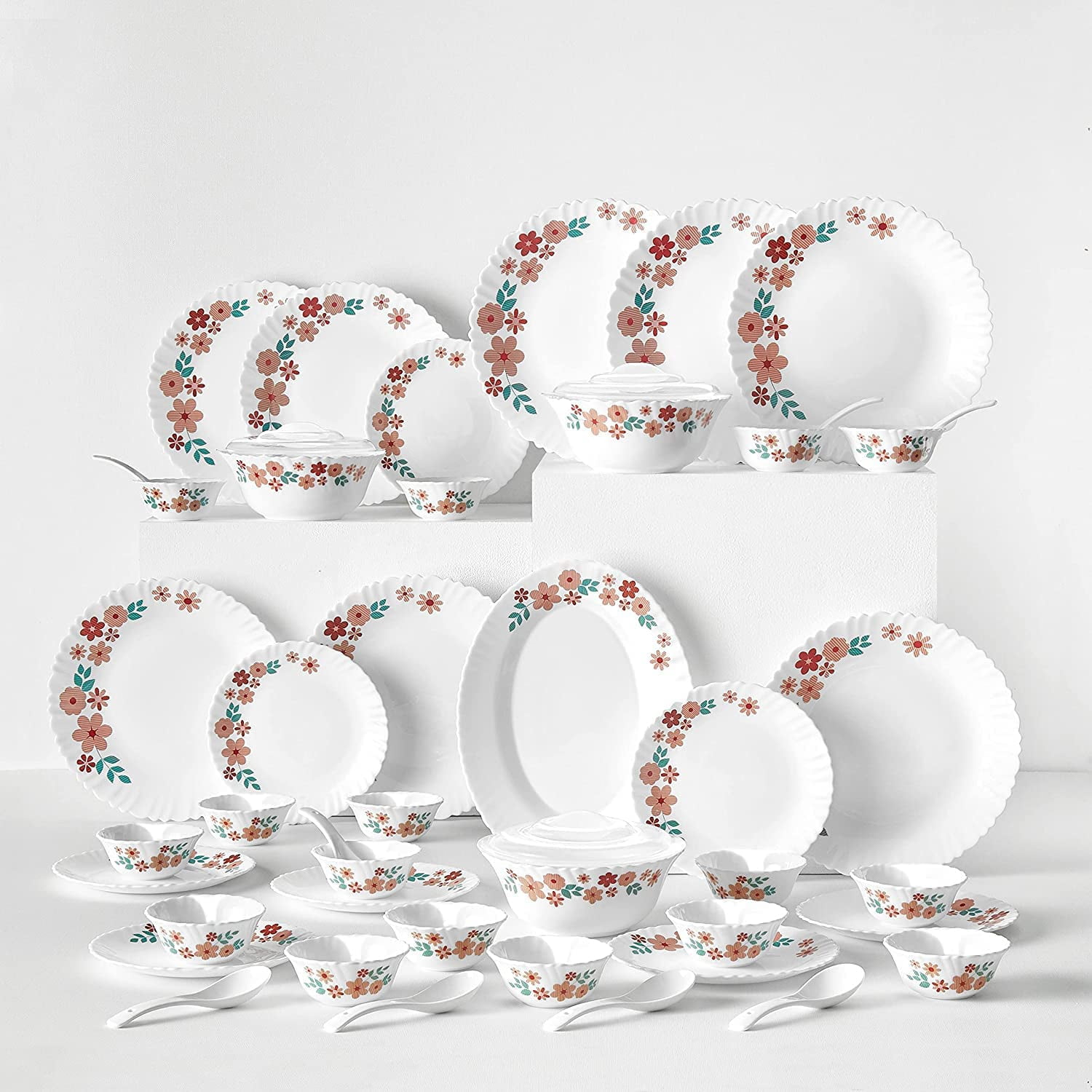 Larah 47 Pieces Gourmet Dinnerware Set for 8, Chip Resistant Tempered