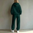 thumbnail image 4 of DORKASM Women's 2 Piece Hooded Lounge Set Matching Sweatsuits | Two Piece Lounge Sets for Women , Airport Travel Outfits, Comfy Athleisure Fall Winter Clothes ,wide Leg Palazzo Pants Dark Green S, 4 of 5