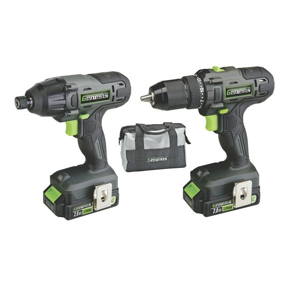 Genesis 20-Volt Cordless Li-Ion 2-Speed Drill Driver/Impact Driver Combo Kit, GL20DIDKB2PT