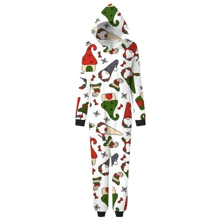 

Family Christmas Pjs Themed Hooded with Festive Print Mom Pajama Set