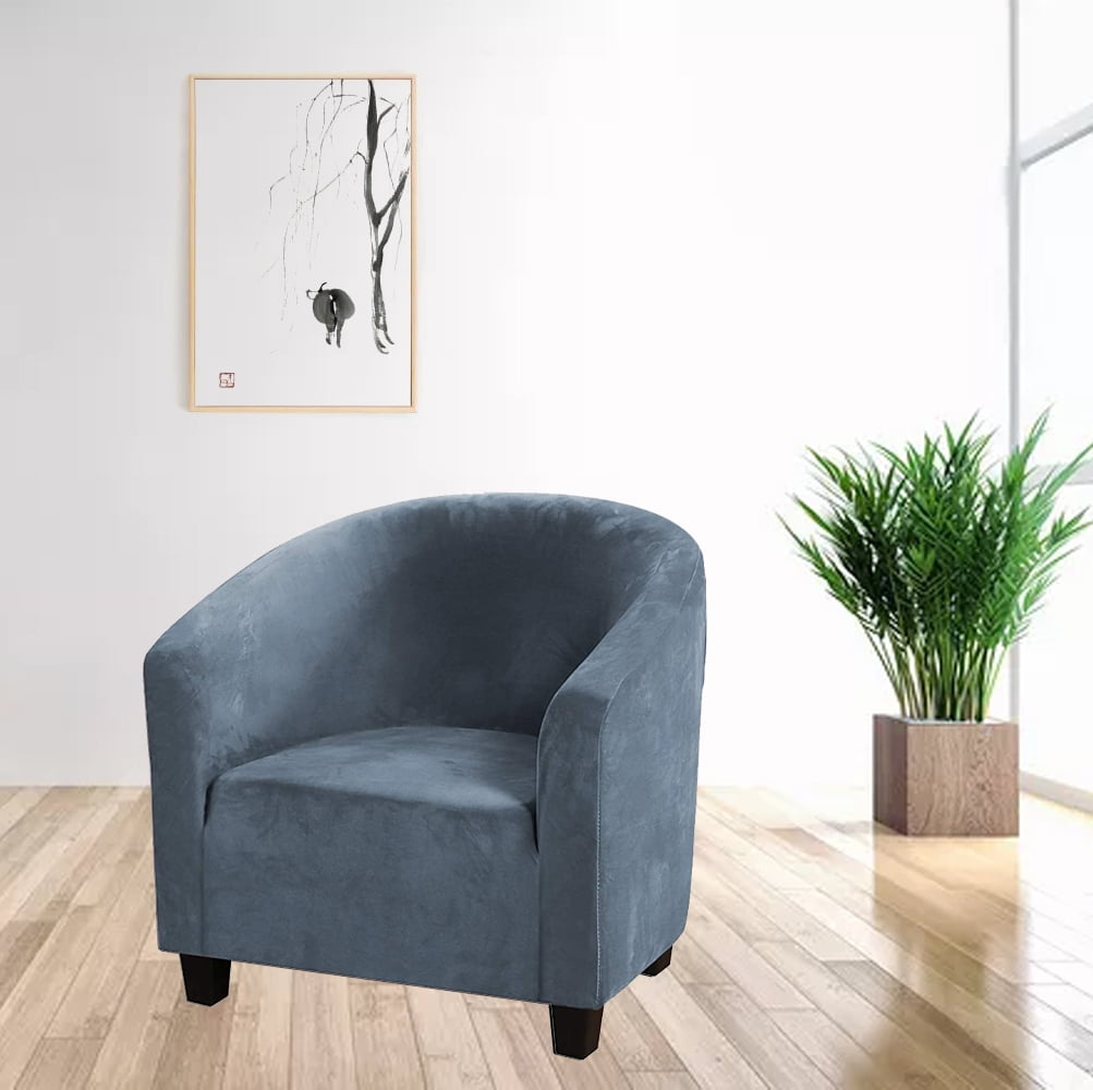 Stretch Sofa Cover Velvet Tub Chair Cover Furniture Protector Fabric Super Soft Couch Slipcover for Club Bar Counter Home (Grey/Blue)