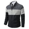 thumbnail image 3 of Maoxin Mens Jacket Men's And Winter And Thick Sweater Knitted Sweater Stand Up Collar Cardigan Color Blocking Outerwear Sweater Dark Gray L, 3 of 5