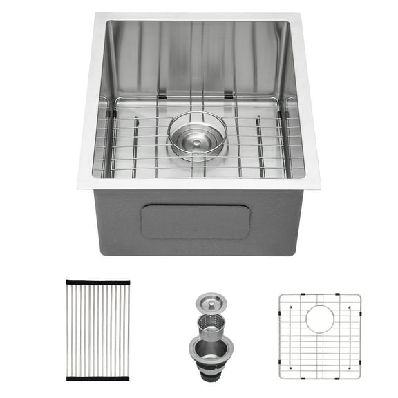 15x17x10 Inches 16-Gauge Stainless Steel Undermount Single Bowl Kitchen Sink."