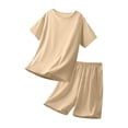 thumbnail image 4 of Edvintorg Girls Summer 2 Piece Sets Lightweight Short Sleeve Crewneck Tops and Shorts Loungewear Matching Set Teen Clothes Size 11-18, 4 of 8
