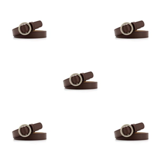 Sonducket Cinturón vaquero de cuero con hebilla redonda sin agujeros para mujer, Pin decorativo para vestido de moda, hebilla redonda oscura Type2 NO2