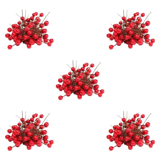 Bearachild 100 piezas de espuma artificial rojo vivo bayas de acebo guirnalda para el hogar decoración navideña ramo fruta baya Type2 NO2