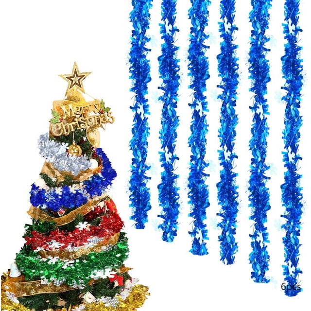6 Coronas De Navidad Guirnalda Guirnalda Corona De Navidad Roja Decoración Navideña Brillante Corona De Árbol De Navidad,Azul