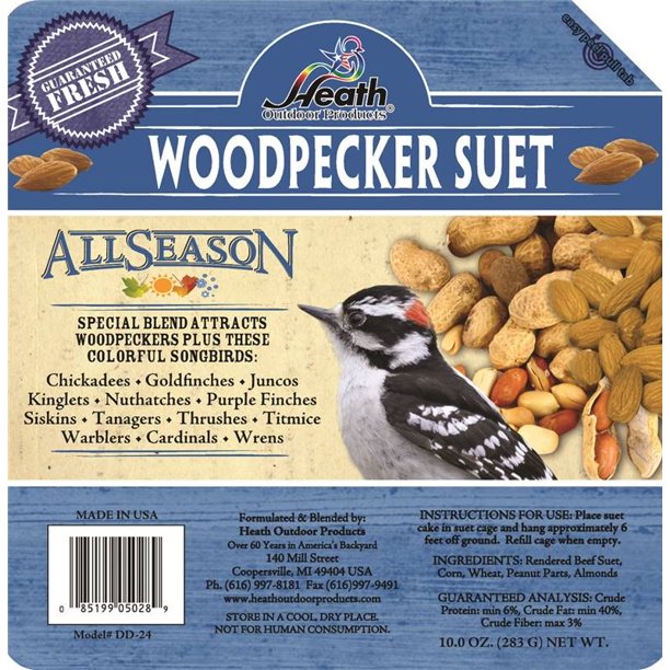Heath Outdoor Products Wild Bird Suet Cake Woodpecker Bird Food Peanut