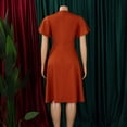 thumbnail image 5 of AURA Womens V Neck A Line Midi Dress Tie Strap Detail Short Sleeve High Waist Elegant Summer Work Dress with Zipper, 5 of 10