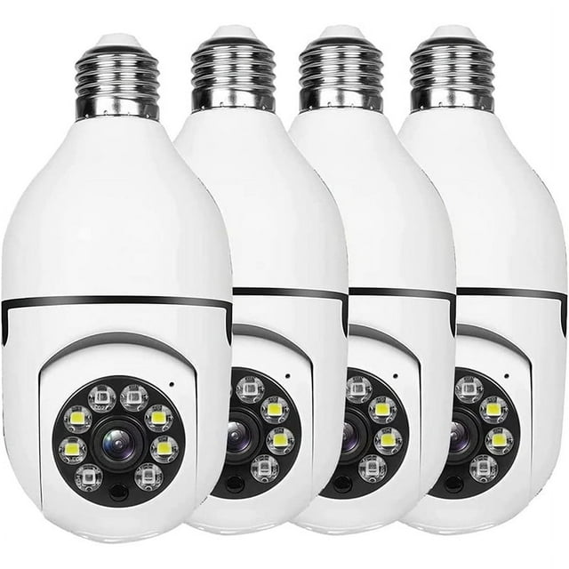 Cámara de seguridad exterior con bombilla (paquete de 4), con enchufe wifi de 2,4 G, seguridad exterior