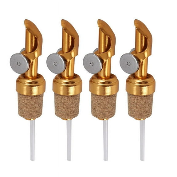 4 Pack Olive Oil Spout with Cork Liquor Pourers and Vinegar Stopper for Kitchen Pours or Oils