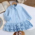 thumbnail image 6 of RMGVDSD Girls Dresses Elegant Little Girl's Long Sleeve Shirt Dress Collar Layered Ruffle Tiered Dress School Casual Sundress 4-5 Years, 6 of 8