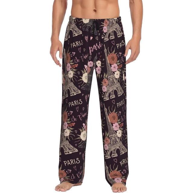 Balery Romantic Paris Pantalones de pijama para hombre, pijama ultraligero, pantalón de descanso-Large