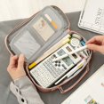 thumbnail image 3 of Large Capacity Pencil Pouch Handheld Student Zipper Pencil Case with Multiple Compartment Portable Cosmetic Bag Stationery Organizer for School Girls Boys, 3 of 9