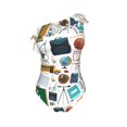 thumbnail image 4 of Yiaed Back To School A Print Women One Piece Swimsuits Tummy Control One Shoulder Bathing Suits Pattern Ruffle Swimwear-Large, 4 of 8