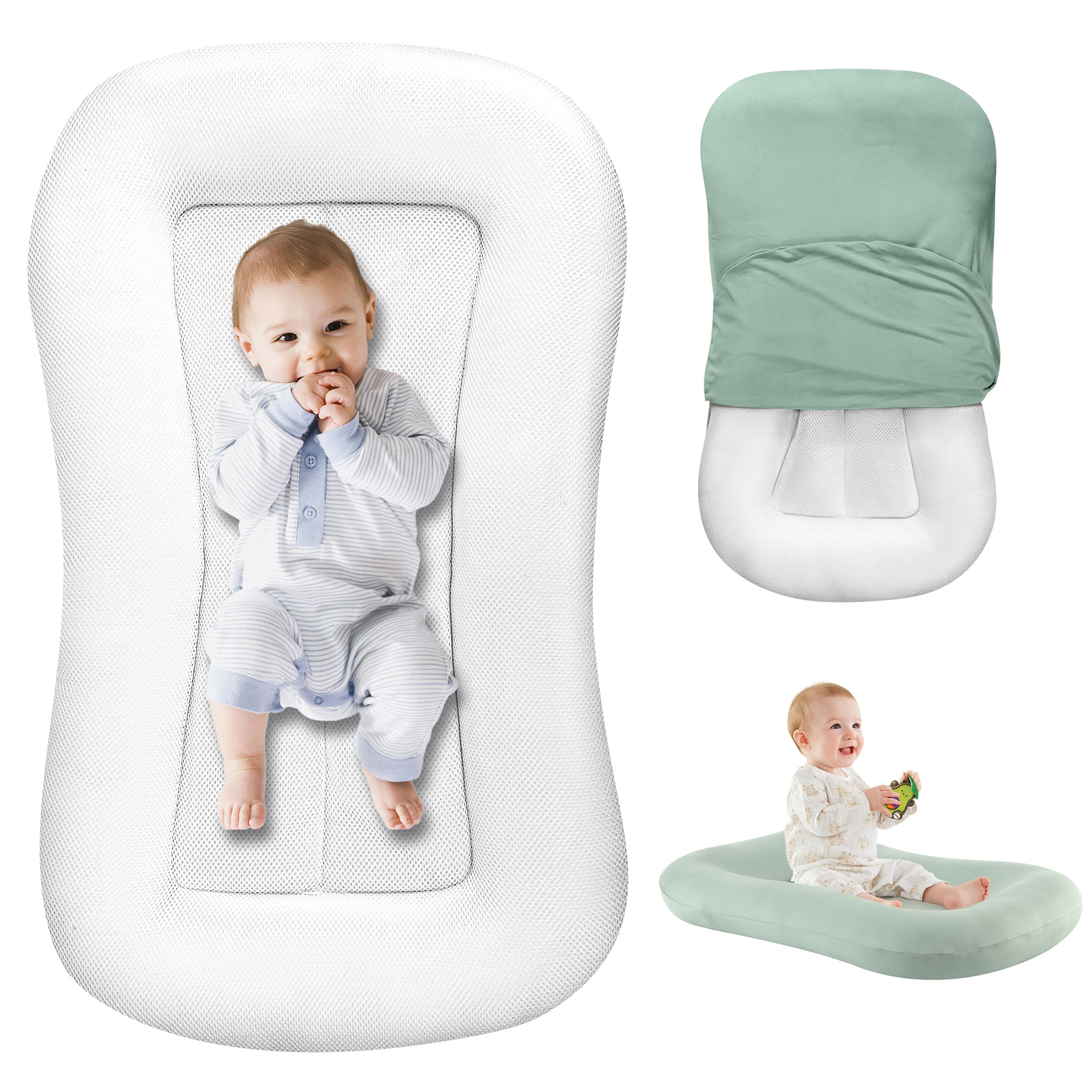 Gofinoday Baby Lounger for Newborn, Infant Lounger 0-12 Months - Ergonomic Cotton Baby Nest with Tummy Time Support, Portable Floor Seat, Newborn Essentials Gift