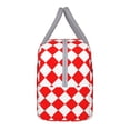 thumbnail image 5 of Lunch Tote Bag Red Checkerboard Pattern Trendy Lightweight Reusable Stylish Bento Box for Adult Light Grey, 5 of 7