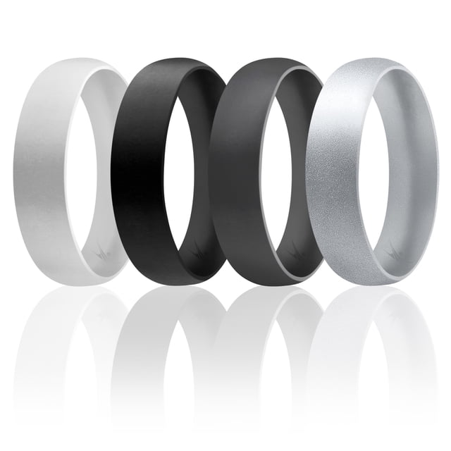 Anillo de boda liso de silicona de 6 mm de ROQ para hombre - Anillo de 14 mm