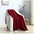 thumbnail image 2 of Super Soft Blanket For Bed or Couch - Reversible Fuzzy Sherpa Bed Blankets / All Season Cozy Blanket Comforter (Queen 90" x 90", Burgundy), 2 of 3