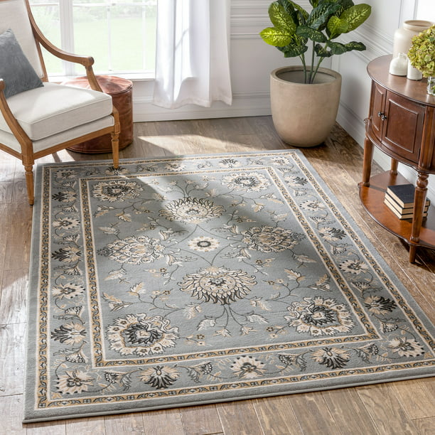 Well Woven Timeless Oriental Flowers, Grey Brown Area Rugs