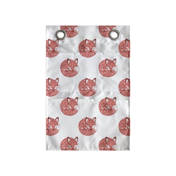 Fox Hanging Pocket Organizer, Forest Animal with the Printed Illustration Woodland Theme, Printed Polyester Storage Bag with Pockets, 14" x 20", Dark Salmon Paprika