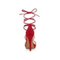 thumbnail image 2 of BLISSFUL STEP Women's Sandals Stiletto Heels Platform Heels Lace up Sandals Red 9, 2 of 8