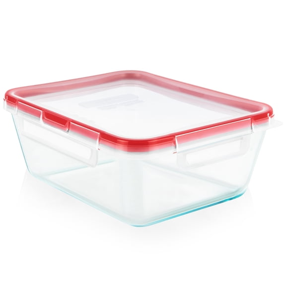 Pyrex Freshlock 8cup Rectangle Glass Food Storage Container with Lid, Best Used for Leftover Storage for Larger Meal Preps and Reheating