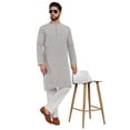 thumbnail image 6 of SKAVIJ Men's Cotton 2 Piece Set Casual Henley Shirts with Trouser Round Neck Long Sleeve Regular Outfit (Large,Grey), 6 of 6