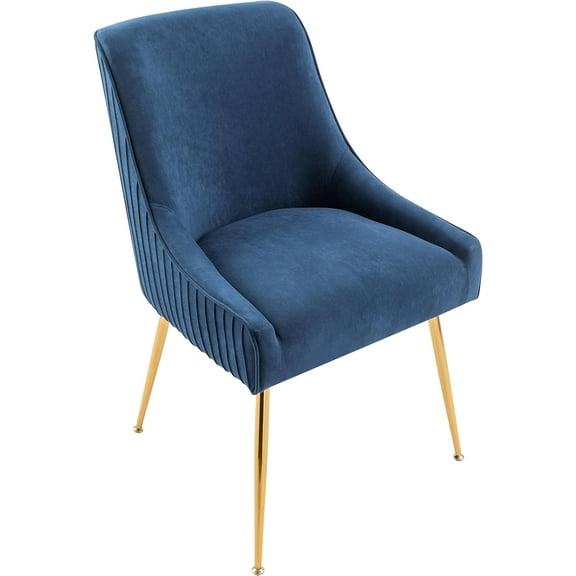 US Pride Furniture Luxury Velvet Chair with Elegant Scoop Back Design Gold Metal Legs and Soft Upholstery Comfortable Seating for Dining Room Kitchenor Office W22.0 x D25.0 x H35.2 Ocean Blue