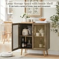 thumbnail image 5 of Sideboard Buffet Cabinet with Metal Grid Decorated, Wood Accent Storage Credenza Cabinet for Living Room, Hallway, Dining Room, Kitchen, Rustic Oak, 5 of 7