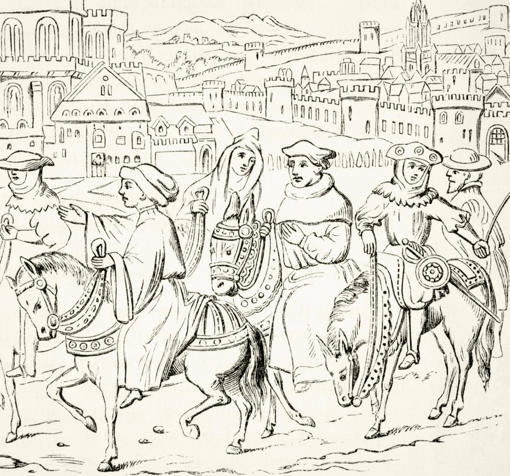 The Canterbury Pilgrims Leave Canterbury Scene From The Canterbury Tales By Geoffrey Chaucer From The National And Domestic History Of England By William Aubrey Published London Circa 1890 Canvas Art
