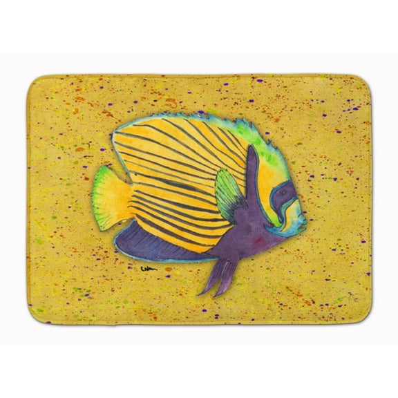 Tropical Fish on Mustard Machine Washable Memory Foam Mat