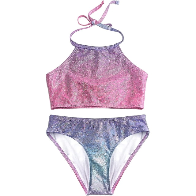 Bikini Halter para niña pequeña Traje de baño de 2 Piezas Hipster Beach Sport Traje de baño Solid 6 Años Solid 6 Años Xishao ropa