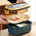 thumbnail image 1 of 2 Layers Portable Hermetic Lunch Box Children Student Bento Box with Fork Spoon Leakproof Microwavable Food Insulated Lunch BoxGreenUnited States He Qiyong unisex, 1 of 1