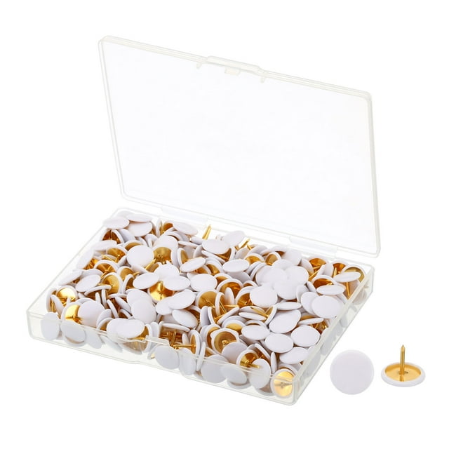 Unique Bargains Roundness Push Pins, Thumb Tacks Plastic Decorative Pins, White, 400Pack
