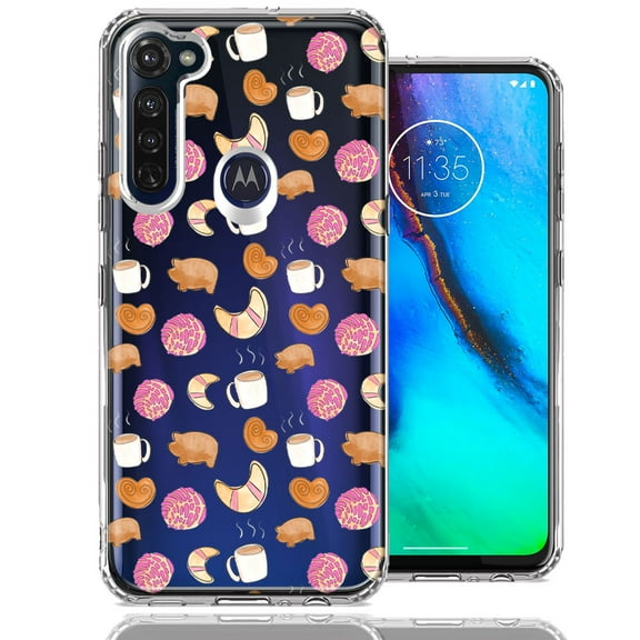 MUNDAZE for Motorola Moto G Stylus Mexican Pan Dulce Cafecito Coffee Concha Polka Dots Double Layer Phone Case Cover