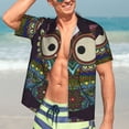 thumbnail image 5 of Picia Boho Owl Gentle Cotton Regular Fit Short Sleeve Casual Hawaiian Shirt for Men-3X-Large, 5 of 9