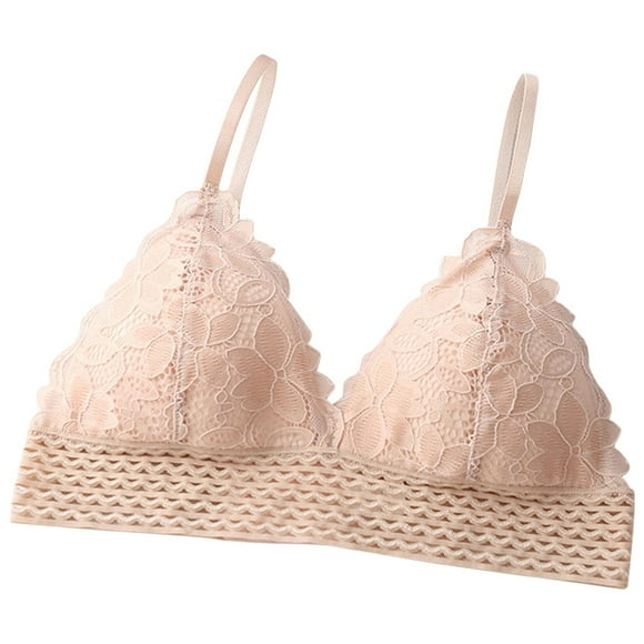 Bmisegm Lace Triangle Cup Bra for Women Back Underwear Thin Style Chest Wrap No Underwire Gathered Design Fit for Comfort and Style Pink S