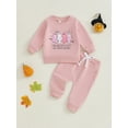 thumbnail image 4 of Baby Toddler Girl 2Pcs Fall Outfits 0 6 12 18 24 Months 2T 3T Long Sleeve Pumpkin/Ghost Print Sweatshirt + Pants Set Clothes, 4 of 9