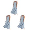 thumbnail image 3 of pitrice Robe d'Été en Coton et Lin pour Femmes Sans Manches Col Rond Style Boho Vintage Plage Couleur Unie Kaftan Ample Usage Quotidien Bleu Ciel/TTG 3ensemble, 3 of 6