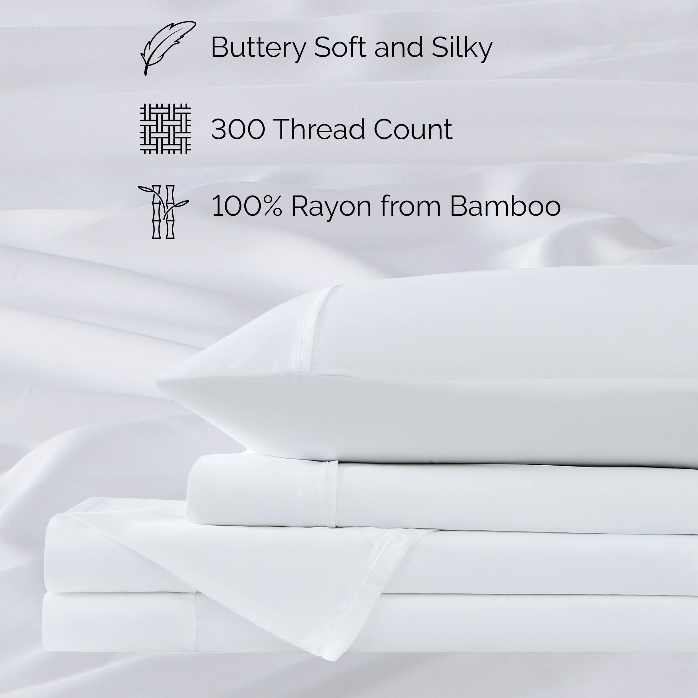 Southshore Fine Living, Inc. King Sheet Set, Rayon/Viscose Derived from Bamboo Sheets, White