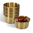 thumbnail image 1 of tazas de salsa de acero inoxidable de 2 oz, mini tazones para salsa, tazas de condimentos de metal reutilizables, recipientes para ramequines (dorado), 1 of 6