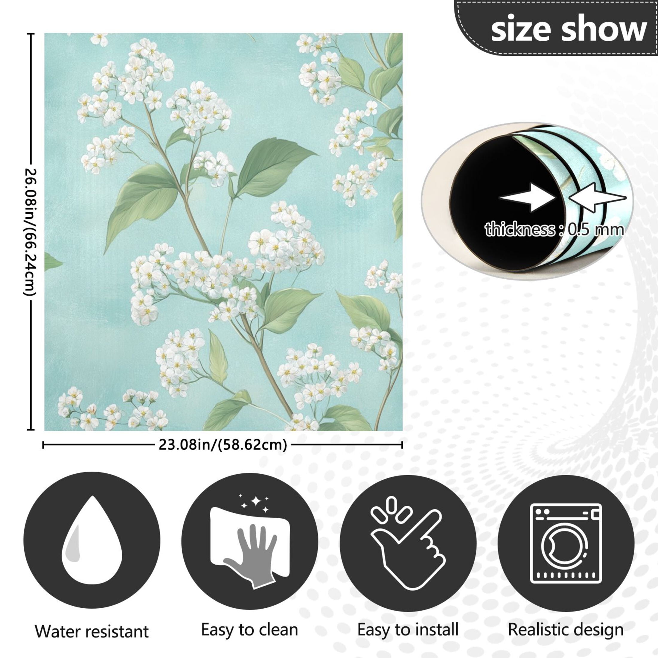 Dishwasher Magnetic Sticker 23x26 Inch Refrigerator Magnetic Sticker Washing Machine Magnetic Sticker Kitchen Panel Magnetic Sticker Home Decor Cool Cartoon White Flowers