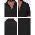 thumbnail image 7 of DARING DIVA Men's Plaid Textured Casual Long Sleeve Button Down Shirt 2XL Black, 7 of 7