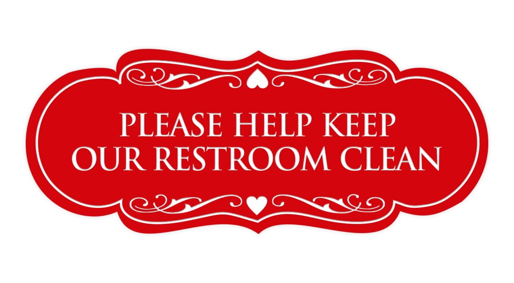 Designer Please Help Keep Our Restroom Clean Sign(Red) Small