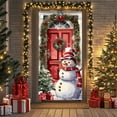 thumbnail image 4 of FastXmas Christmas Door Covers Ornament 2.95*6 Ft Red Merry Christmas Door Covers Washable Elastic Fabric Balls with Snowflakes Pattern Christmas Door Covers for Front Door Cover Festive Party Home, 4 of 5
