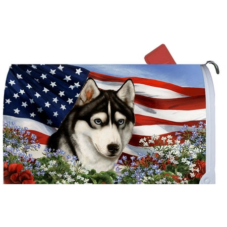 Siberian Husky Black/White - Best of Breed Patriotic I Dog Breed Mail Box