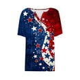 thumbnail image 4 of womens t shirts Women's Casual Independence Day Printed Short Sleeve V-Neck Top graphic tees for women, 4 of 5