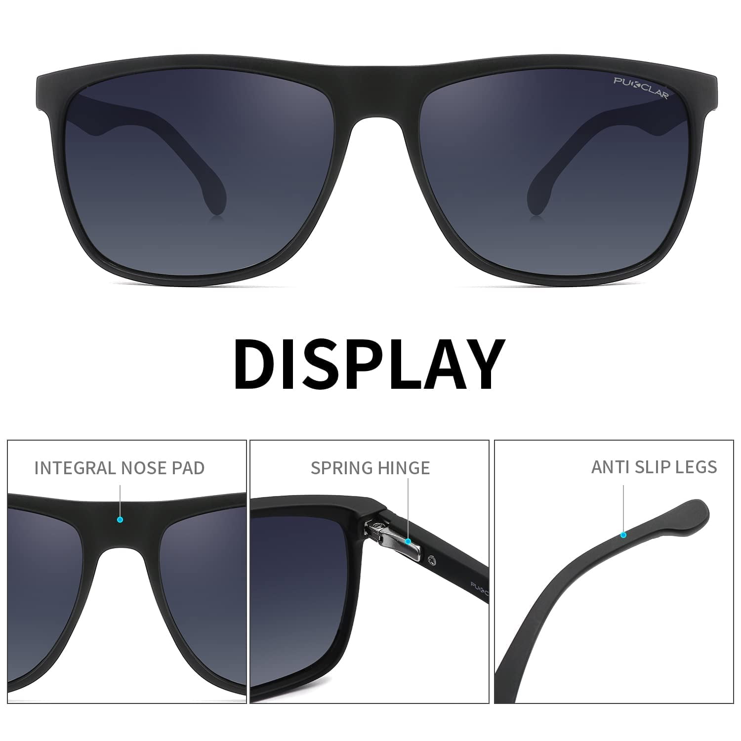 PUKCLAR Men's polarized sunglasses TR90 Frame UV400 Sport Sunglasses